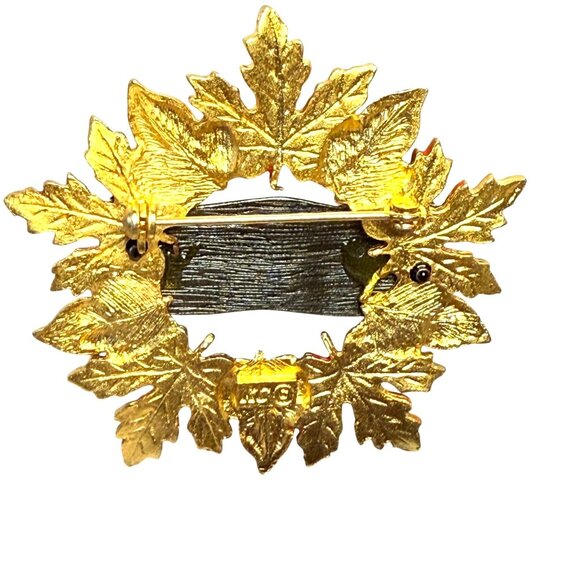 VTG Celebrate Autumn Leaf Brooch Kenneth Cole Gold Tone Enamel Fall Harvest - Picture 3 of 9
